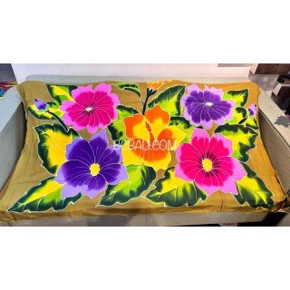 Best Quality Rayon Sarong Hand Painted Flower Design by Balinese Artisans